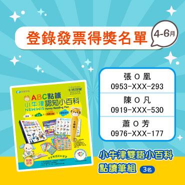 4-6月發票上傳抽好禮得獎名單