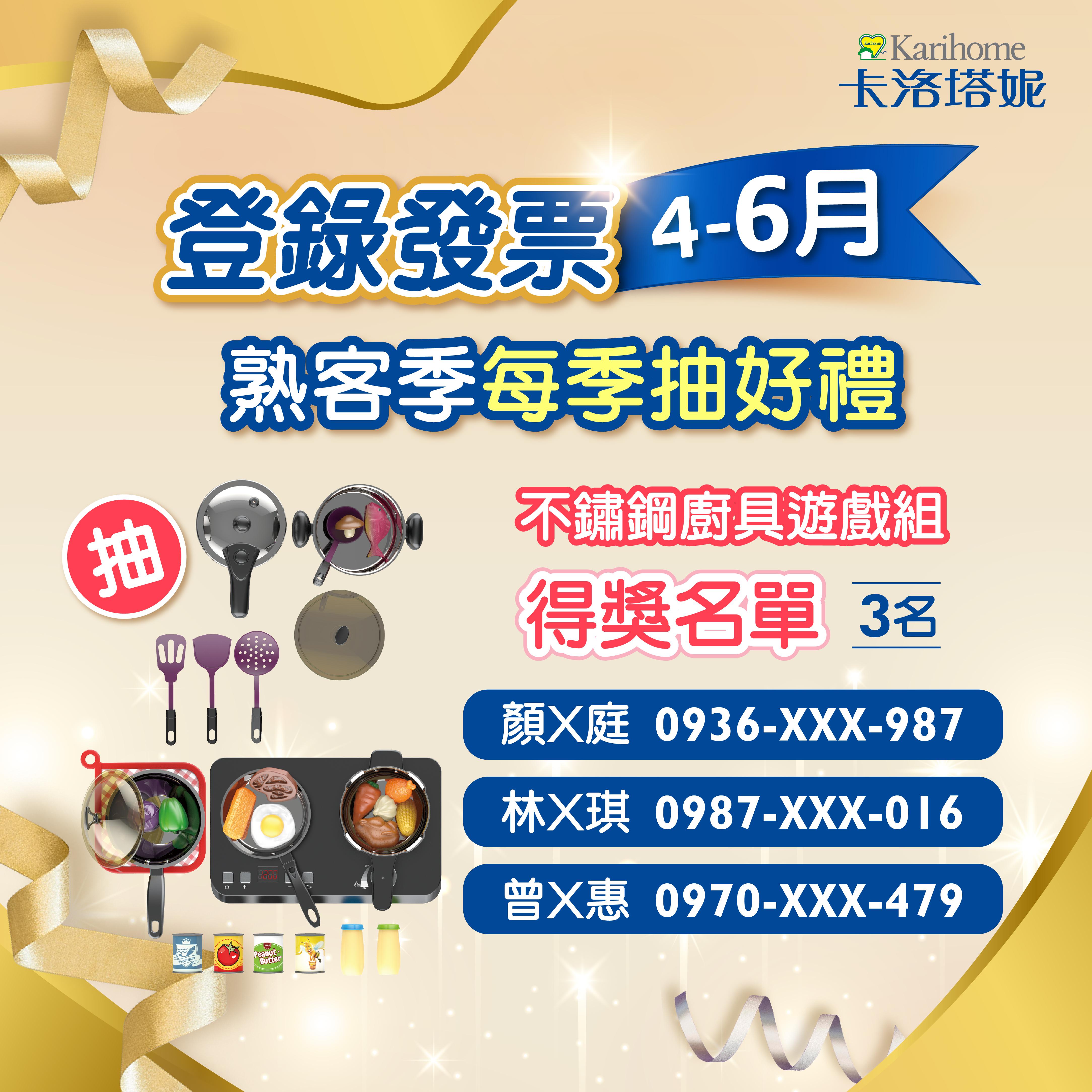 4-6月發票上傳抽好禮得獎名單